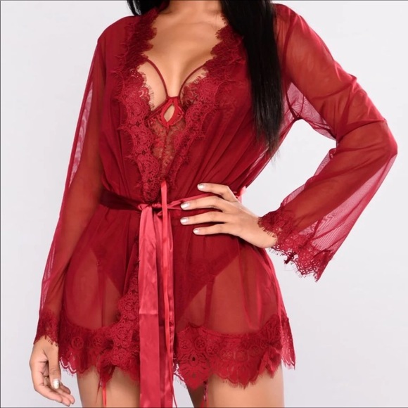 Fashion Nova Other - NWT- Sexy Matching Lace & Satin Teddy & Robe Set